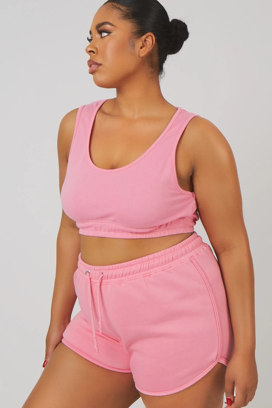 Public Desire Women's Pink Scoop Neck Crop Top with Elasticated Waist