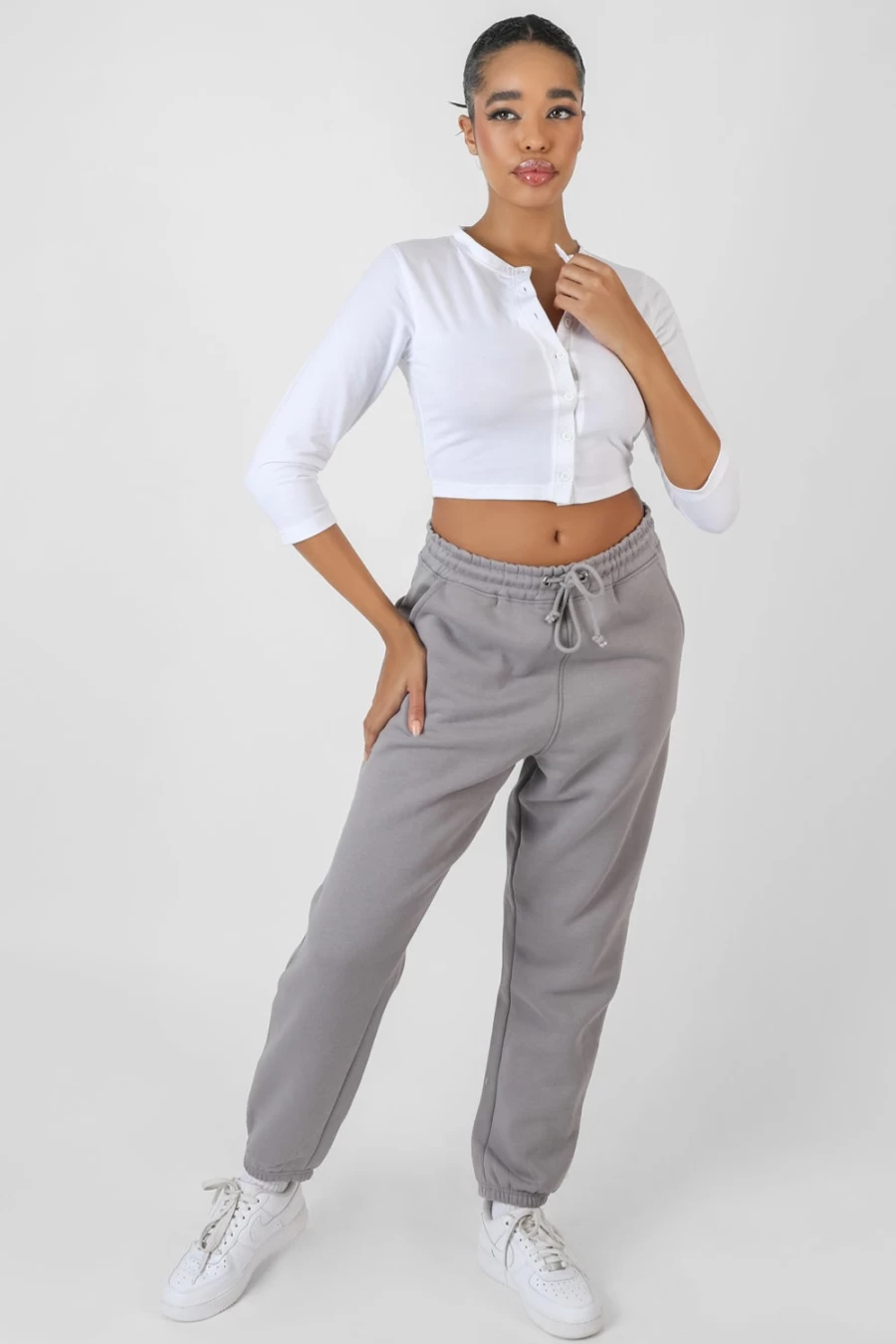Women's Grey Oversized Drawstring Joggers by Public Desire