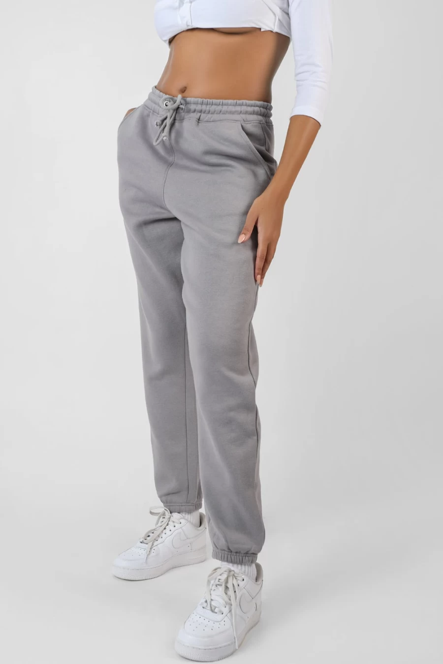 Women's Grey Oversized Drawstring Joggers by Public Desire