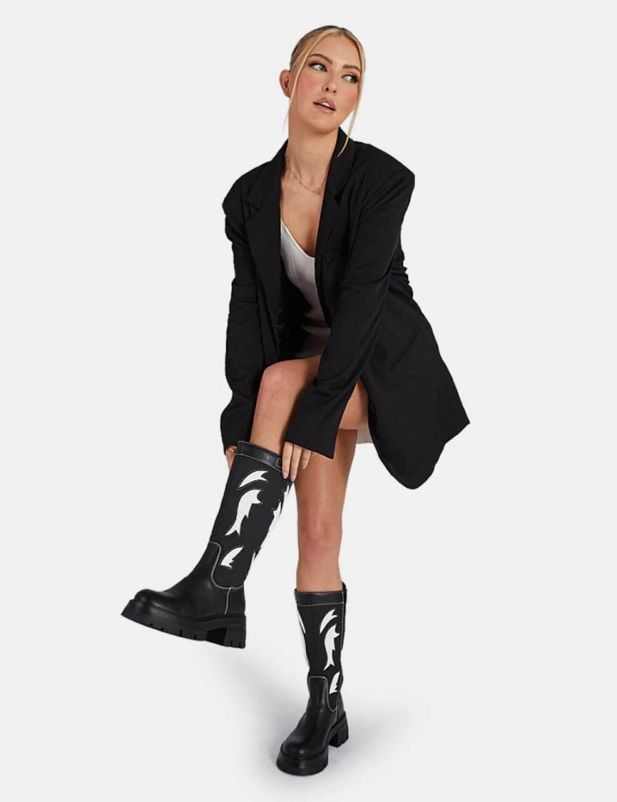 "Public Desire Women's Black Longline Blazer Coat for Elegant Outfits"