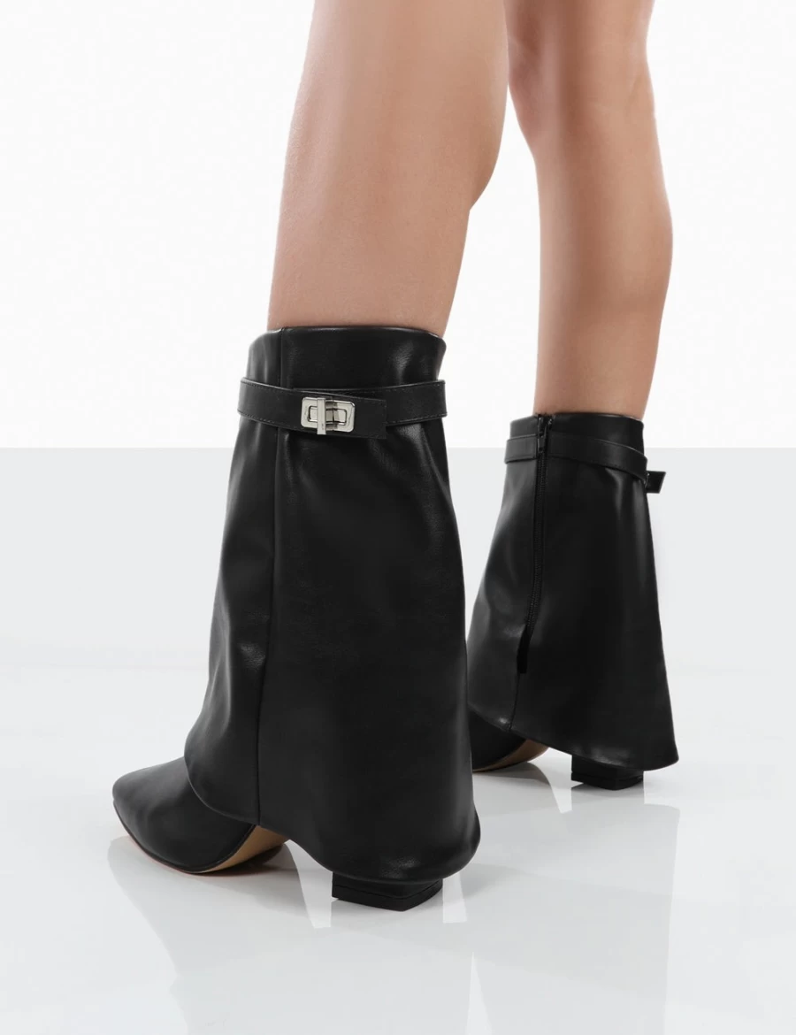 Public Desire Women's Black Fyre Pointed Toe Block Heel Ankle Boots