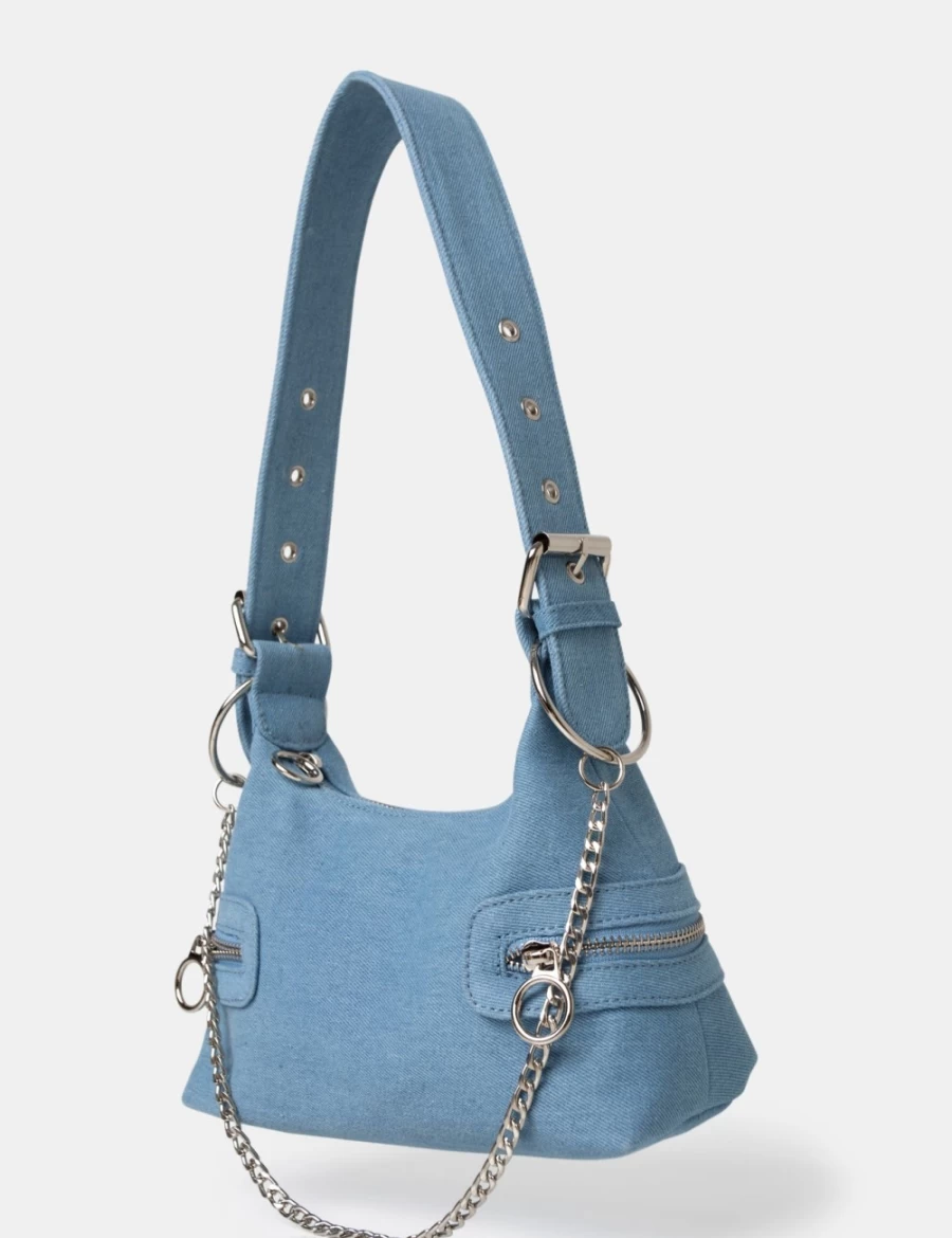 Public Desire Women's Blue Denim Chain Strap Mini Shoulder Bag