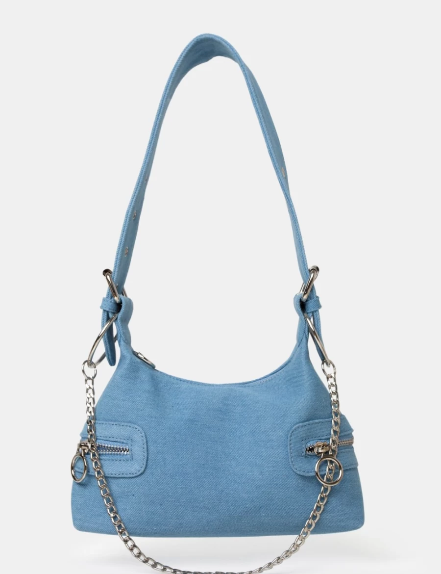 Public Desire Women's Blue Denim Chain Strap Mini Shoulder Bag