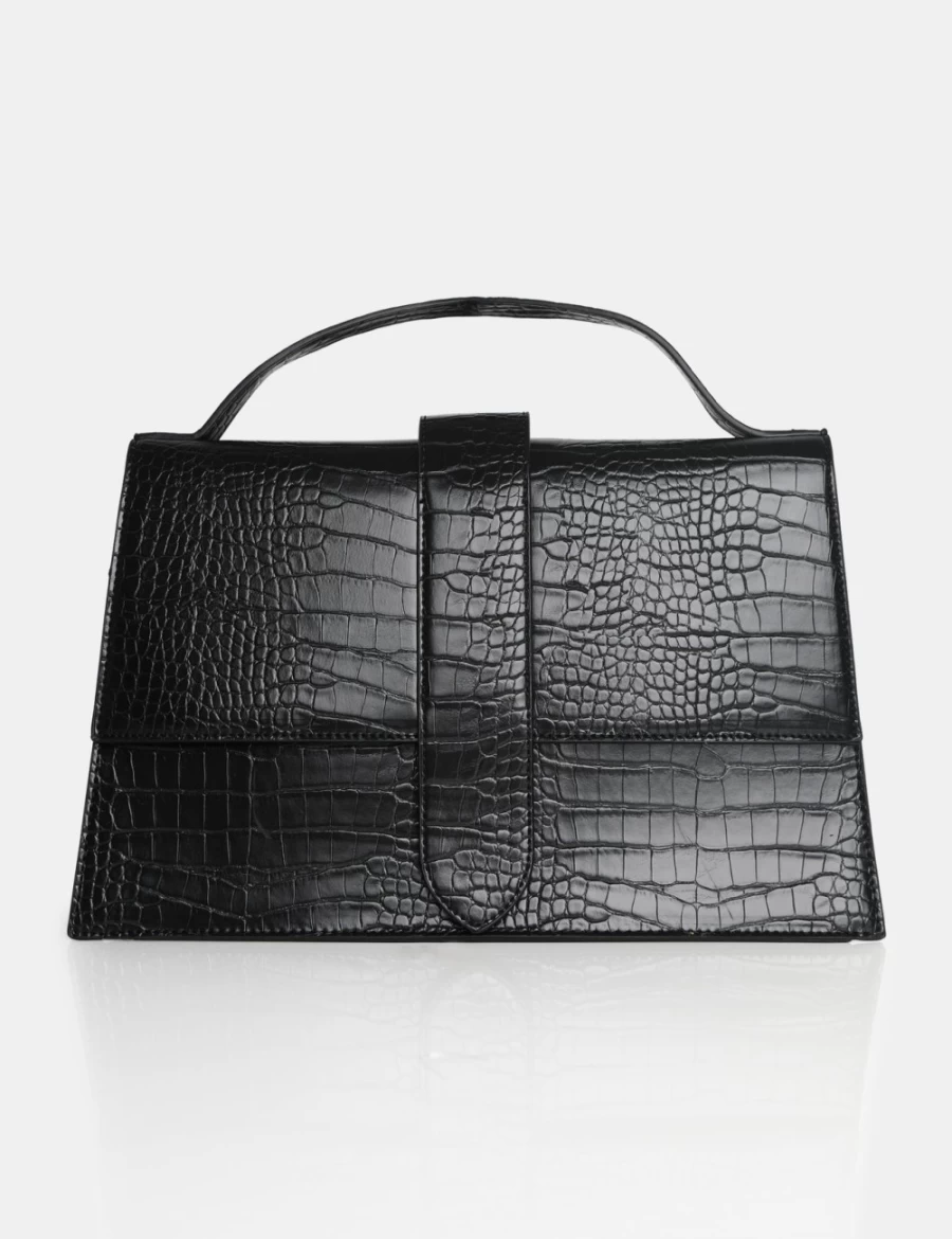 Public Desire Women's Black Mika Crocodile-Embossed Handbag