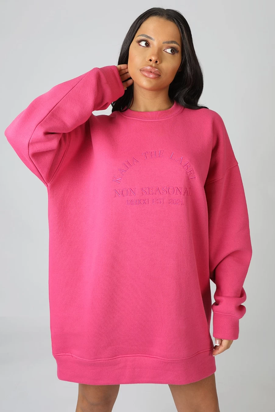 Public Desire Women's Pink Kaiia Embroidered Sweat Dress - Casual Comfort Fit