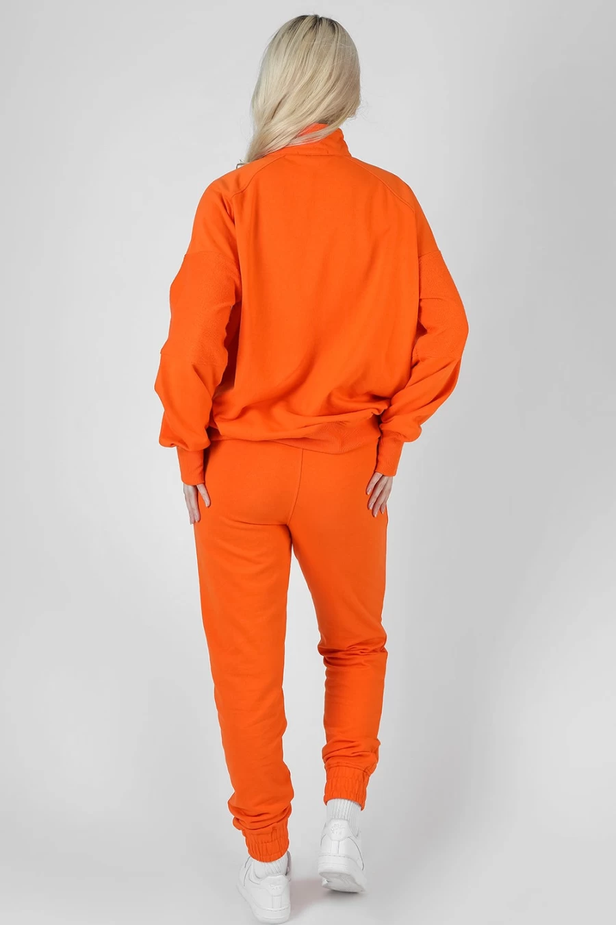 Women's Orange Half Zip Pullover Sweatshirt - Public Desire Reverse Panel Design
