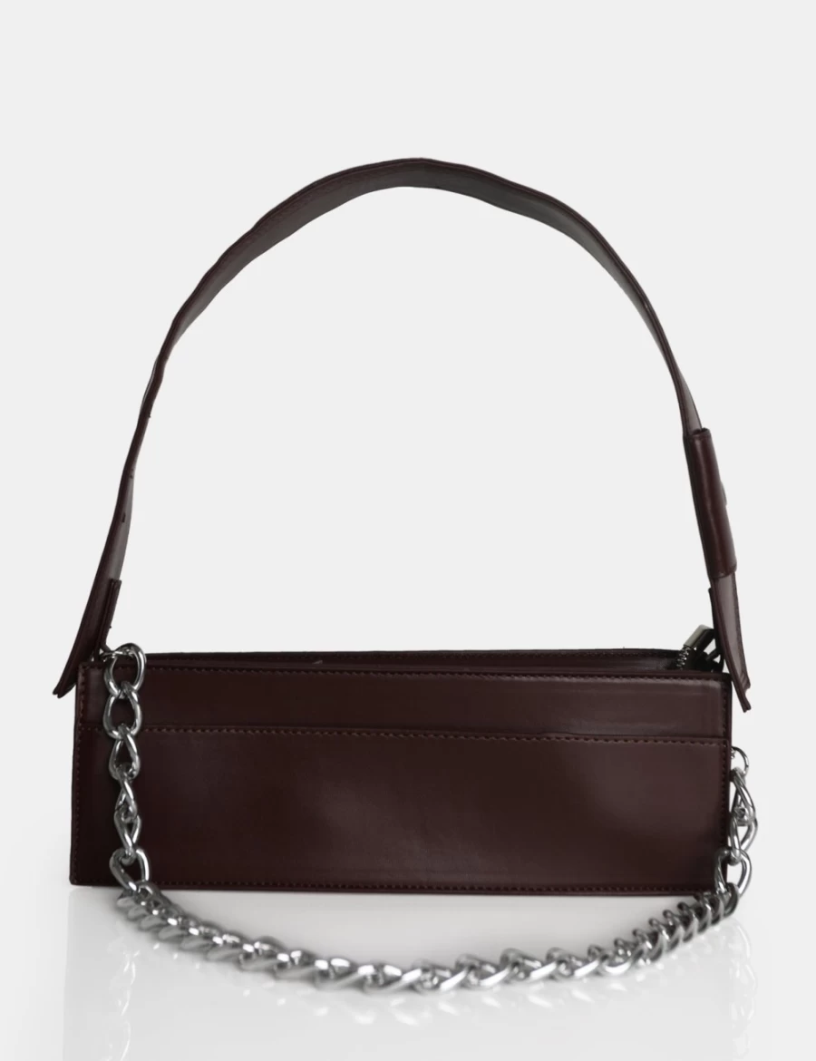 Public Desire Women's Chocolate Koa Long Chain Shoulder Bag - Stylish Detachable Crossbody Purse