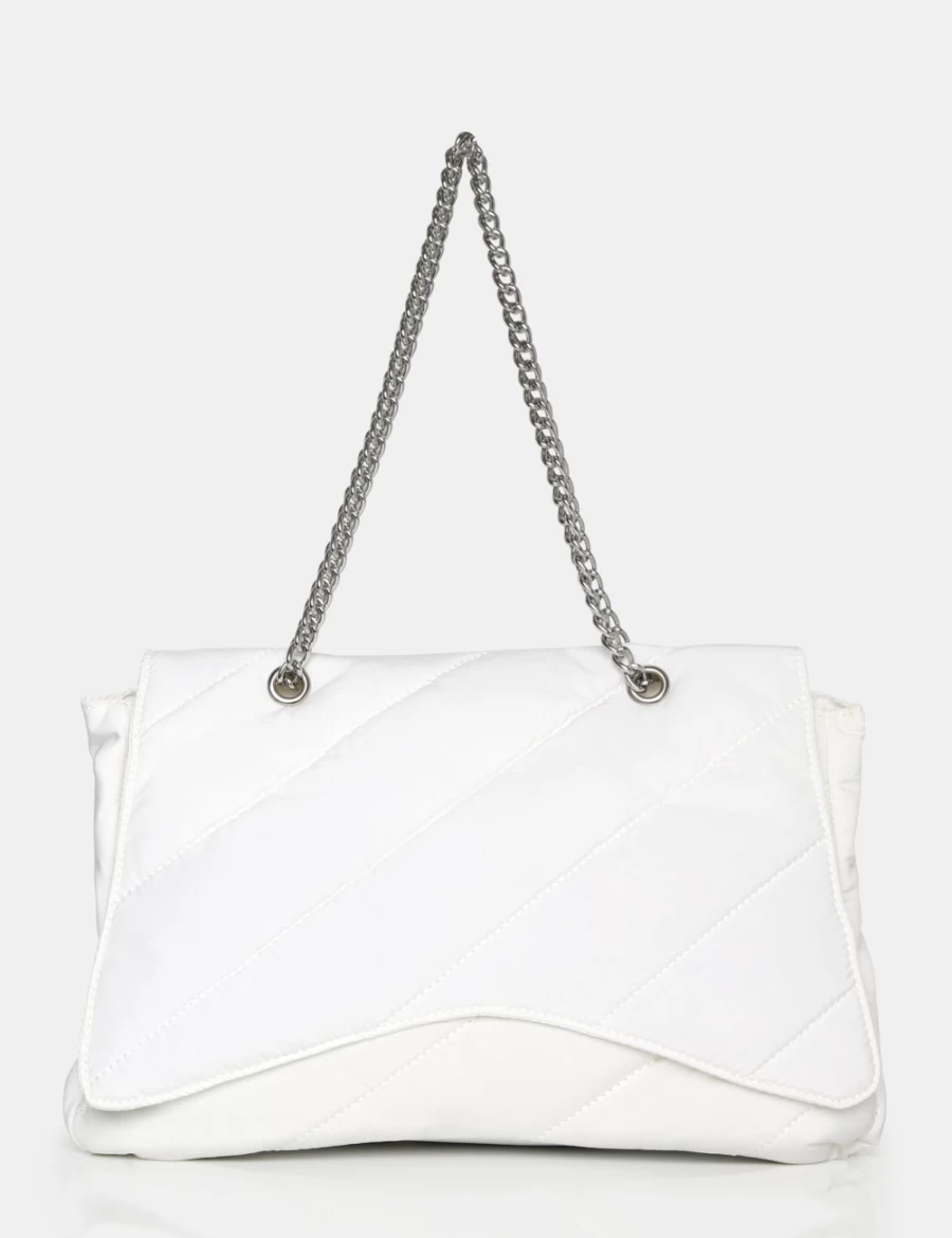 Public Desire Women's White Nylon Laina Tote Bag - Stylish & Lightweight Handbag for Everyday Use