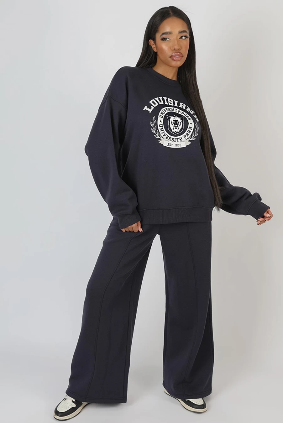 Public Desire Women's Ink Blue Louisiana Graphic Sweatshirt