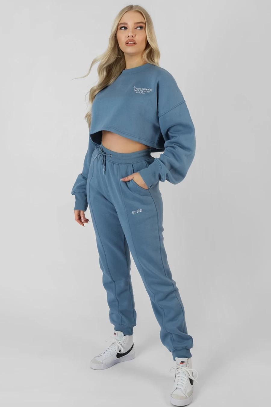 "Public Desire Women's Blue Wave Print Cropped Sweatshirt - Be Your Own Muse"