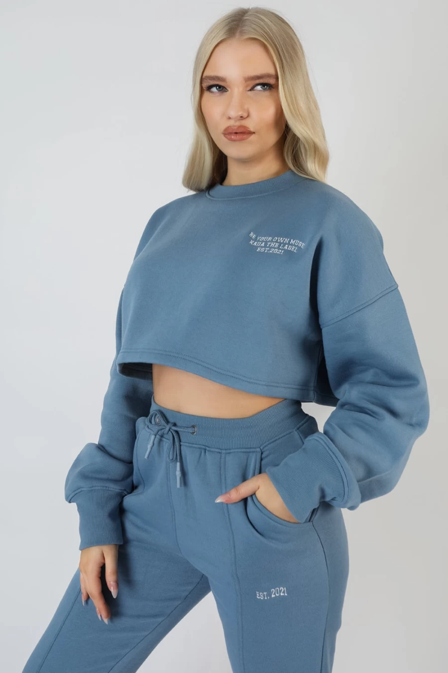 "Public Desire Women's Blue Wave Print Cropped Sweatshirt - Be Your Own Muse"