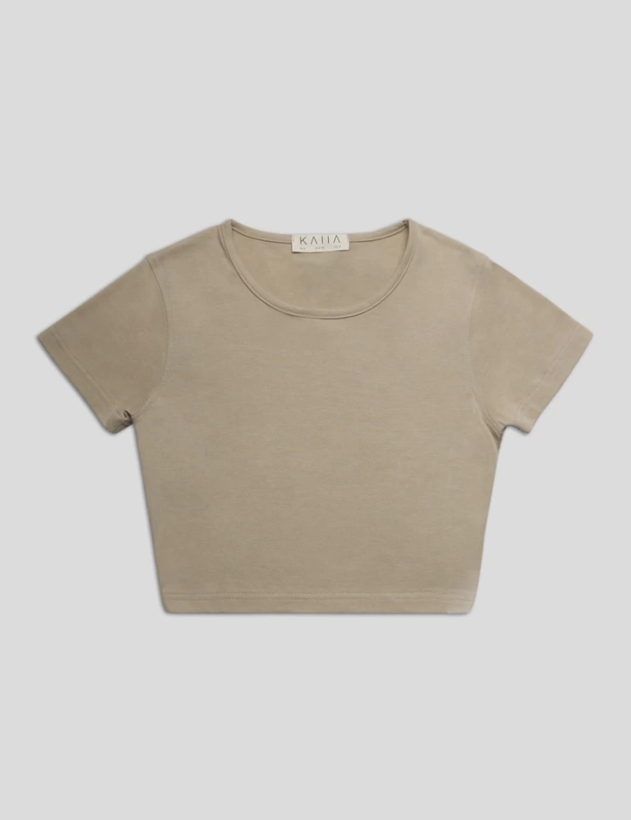 Public Desire Women's Stone Fitted T-Shirt - Slim Fit Casual Top