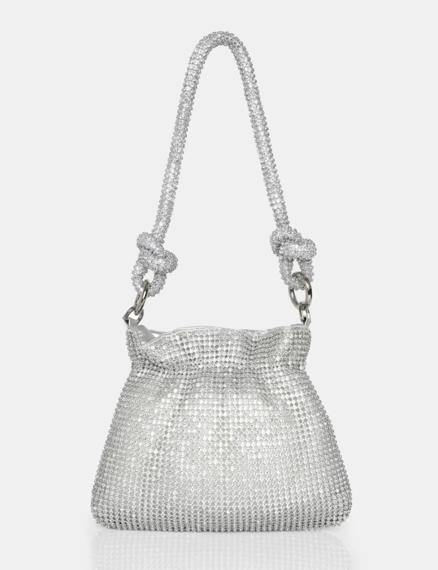 Public Desire Women's Silver Lake Diamante Mini Bag - Stylish Evening Clutch