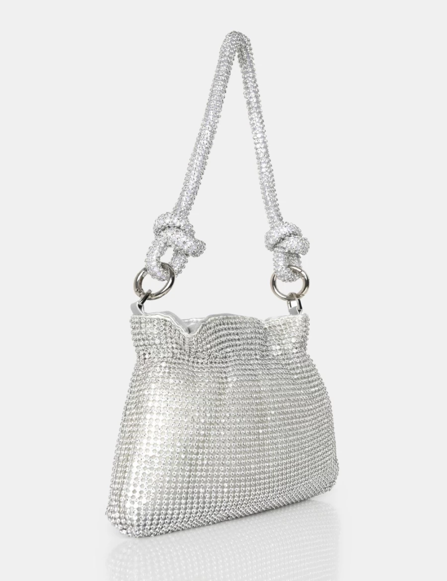 Public Desire Women's Silver Lake Diamante Mini Bag - Stylish Evening Clutch