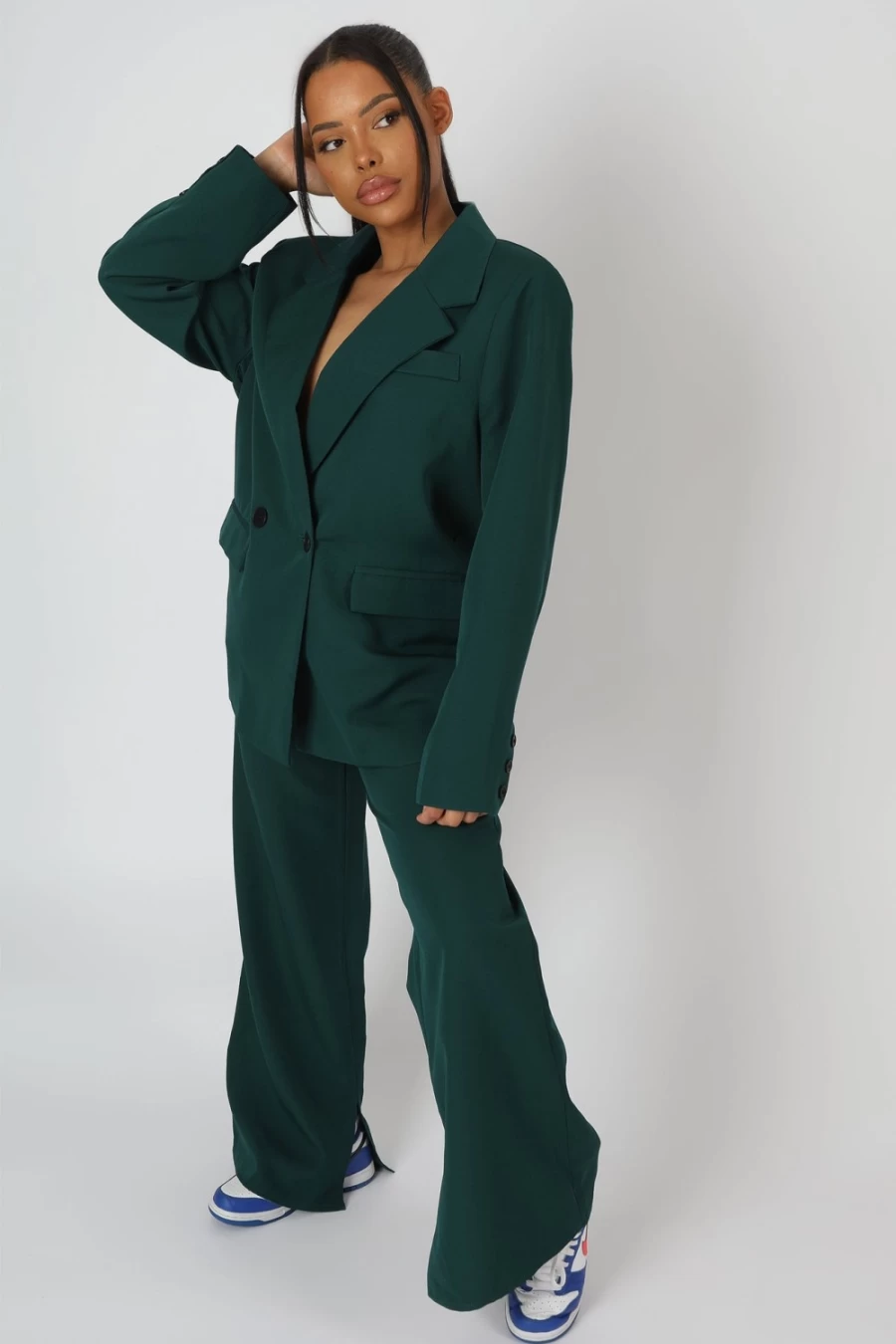 "Public Desire Women's Forest Green Dad Trousers"