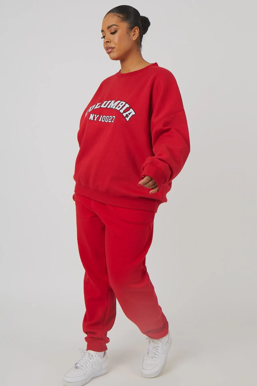 Public Desire Women's Red 90s Vintage Embroidered Slogan High-Waisted Oversized Joggers