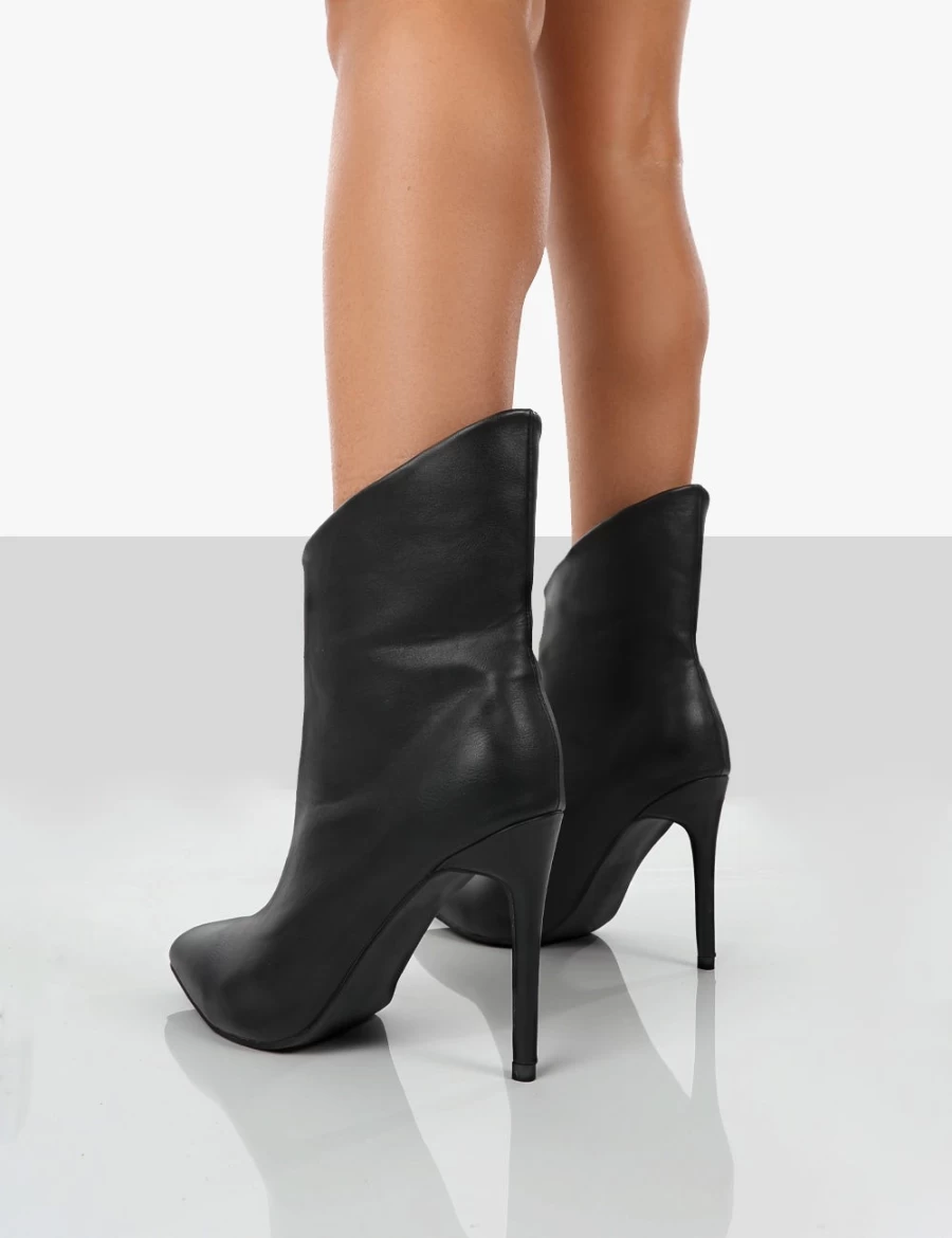 Public Desire Women's Black Quinn Pu Stiletto Heeled Ankle Boots