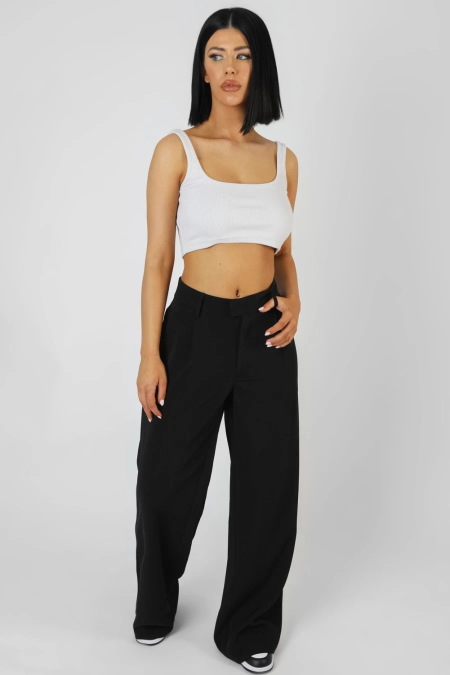 Public Desire Women's Ecru Square Neck Ribbed Crop Top - Stylish Short Sleeve T-Shirt
