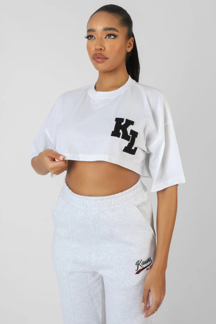 Public Desire Women's White Varsity Super Cropped T-Shirt