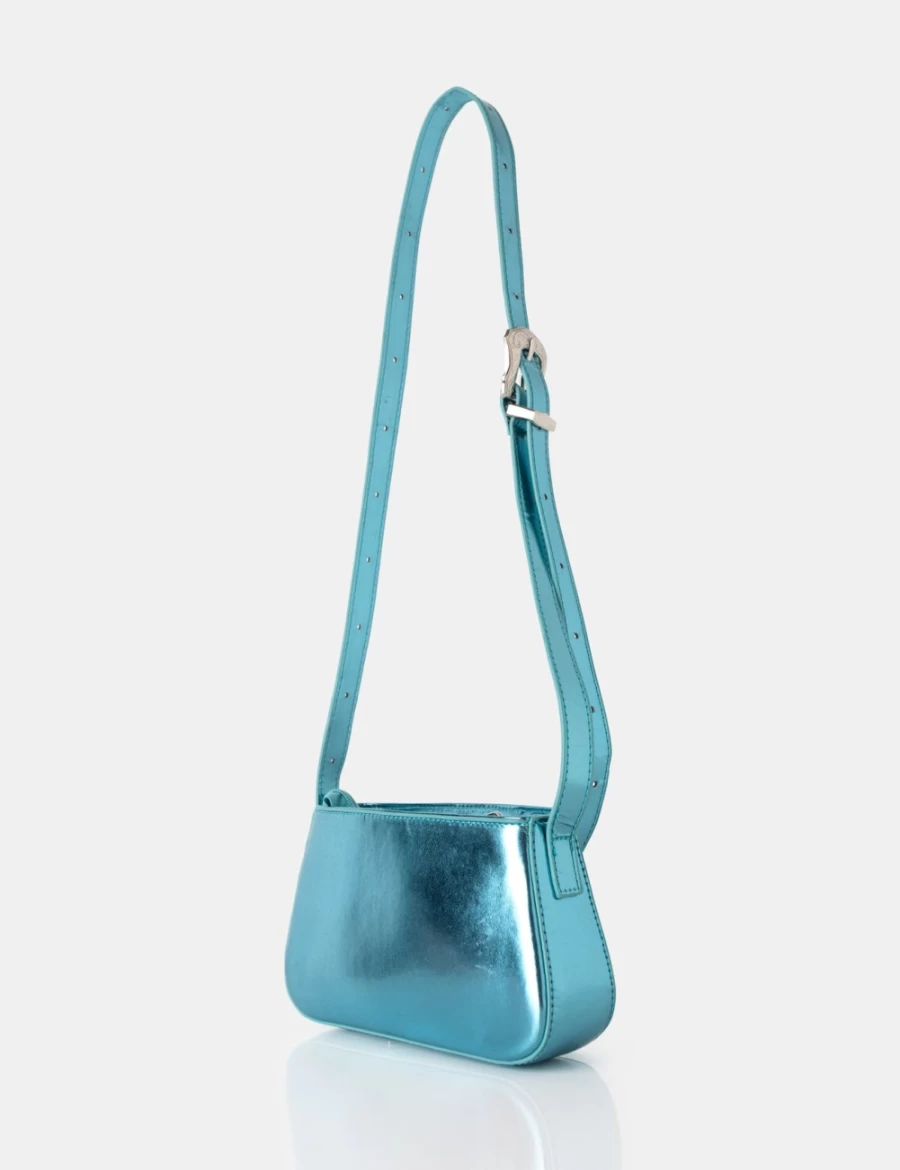 Public Desire Women's Blue Metallic Western Style Adjustable Crossbody Shoulder Bag