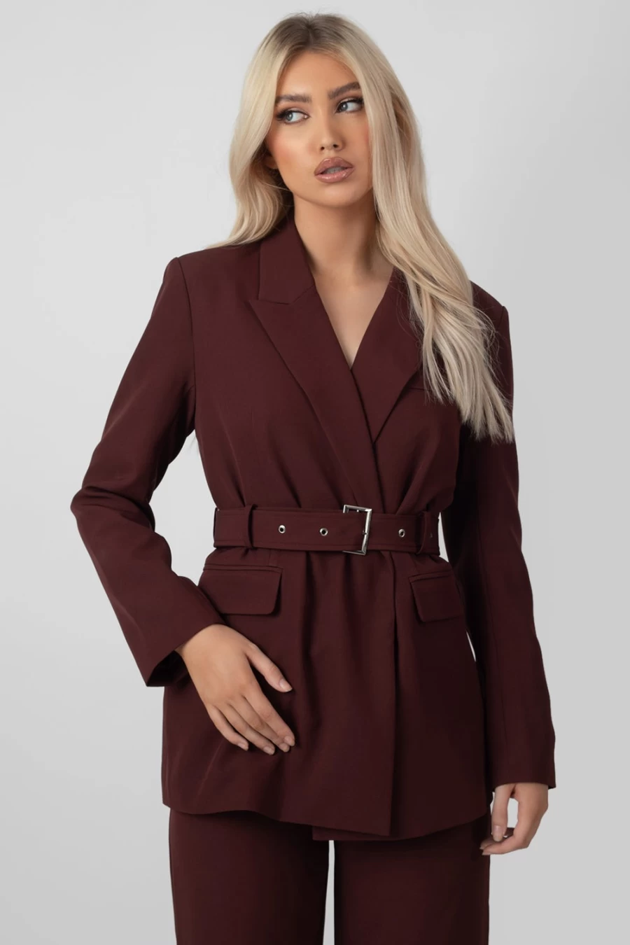 "Public Desire Women's Port Belted Boxy Blazer Jacket"
