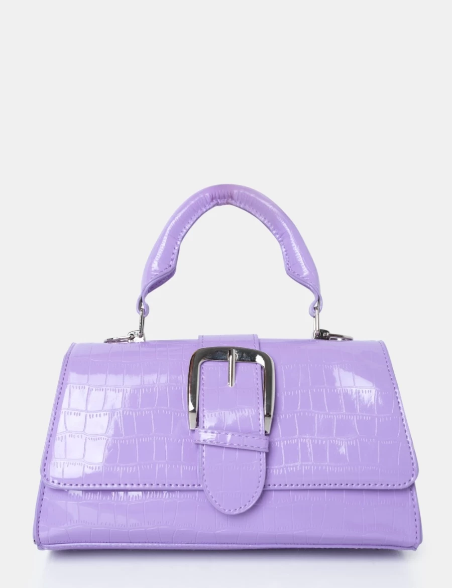 Public Desire Women's Lilac Lisbon Croc Buckle Crossbody Bag