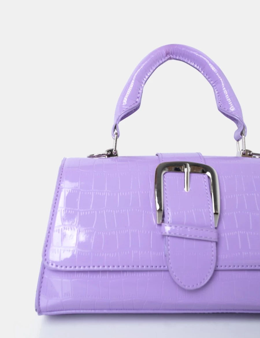 Public Desire Women's Lilac Lisbon Croc Buckle Crossbody Bag