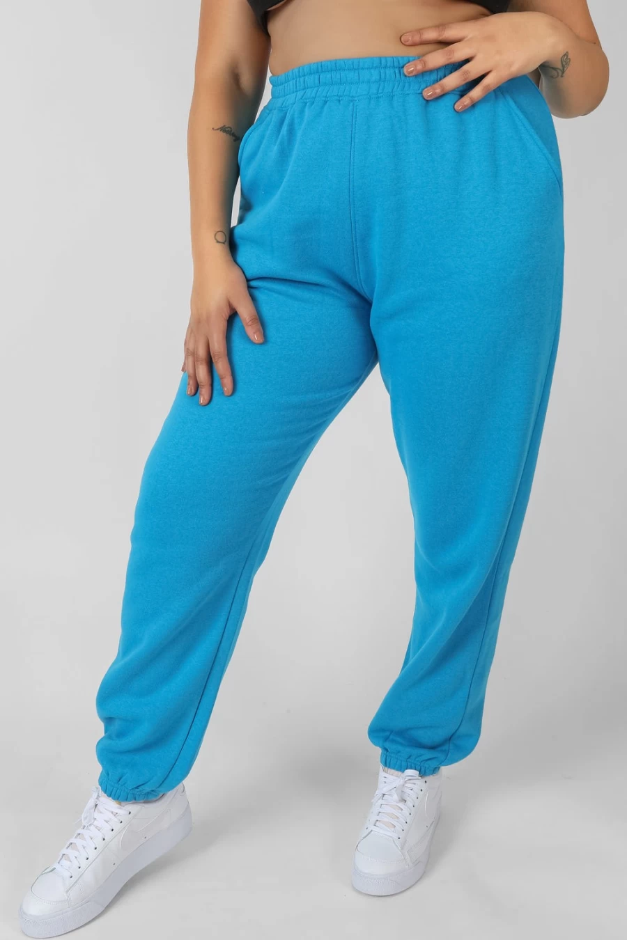 Public Desire Women's Blue 90s Curve High-Waisted Joggers - Retro Athletic Pants