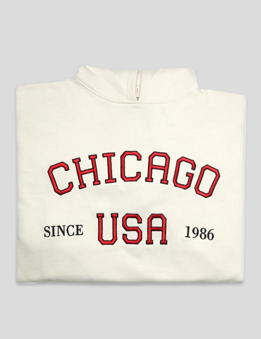 Public Desire Women's Red Oversized Hoodie with Chicago Slogan