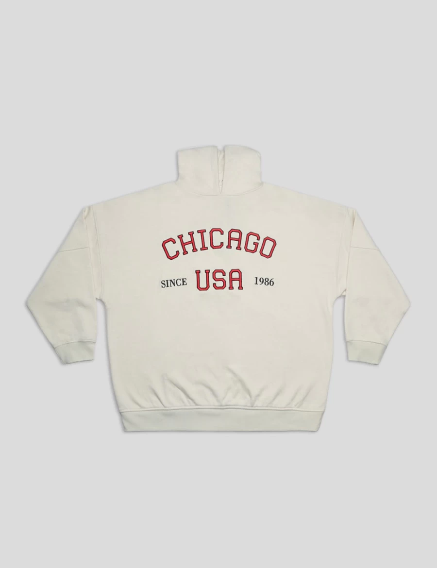 Public Desire Women's Red Oversized Hoodie with Chicago Slogan