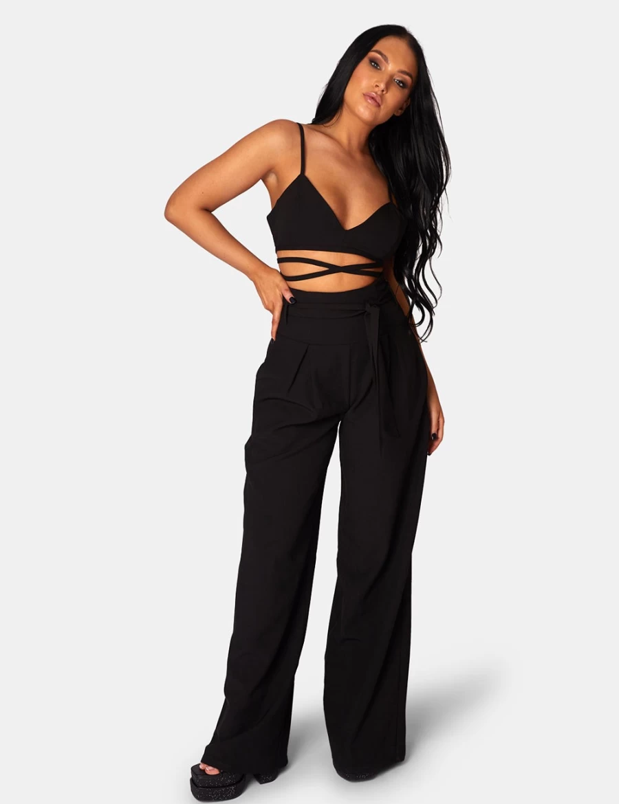 "Public Desire Women's Black Premium Tie Detail Bralette - Lingerie & Intimates"