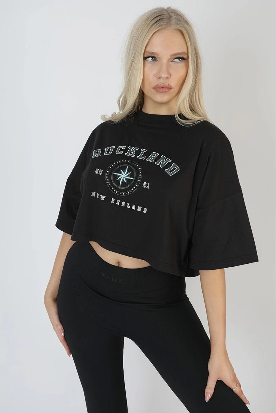 Public Desire Women's Black Crop Top - Auckland Slogan Tee