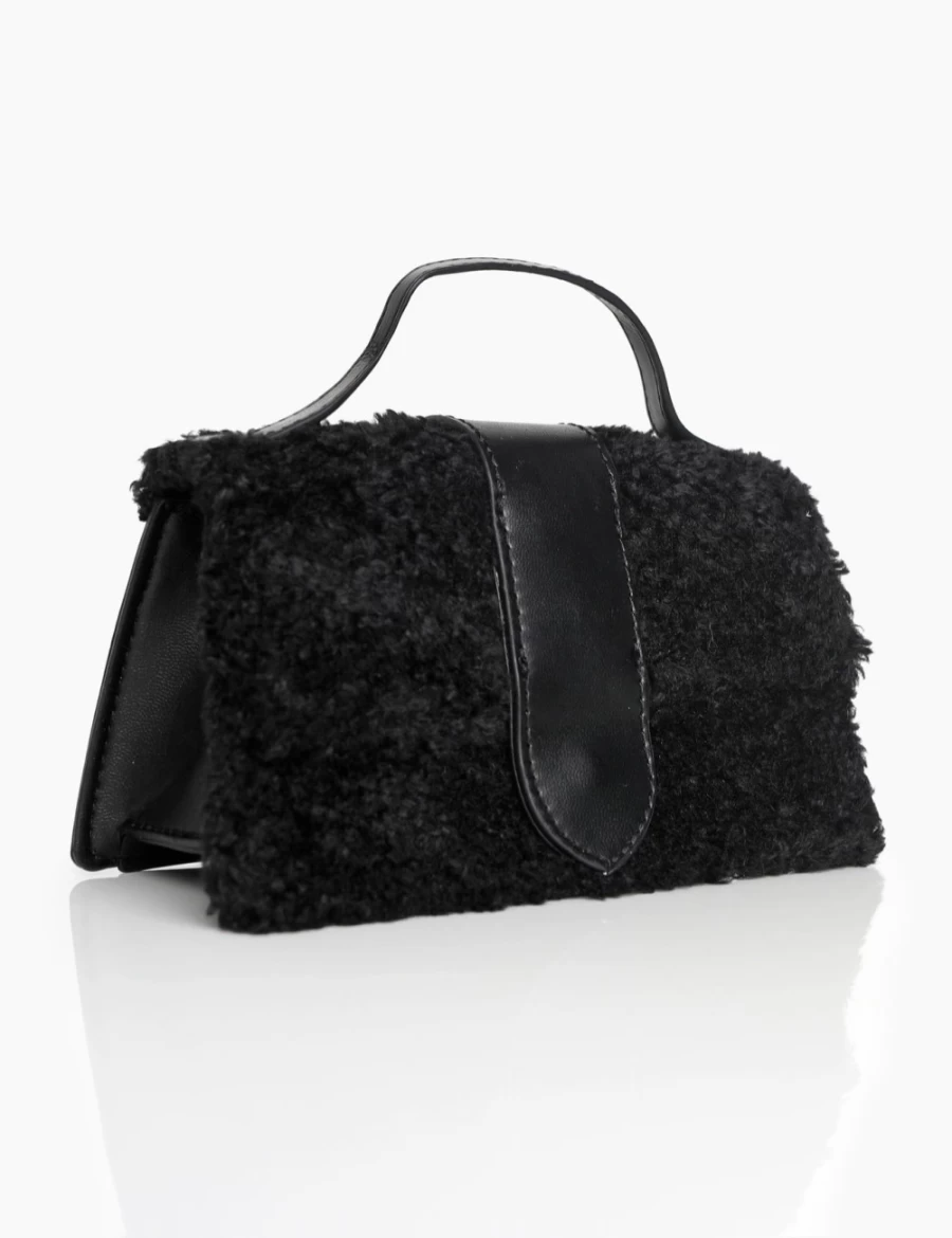 Public Desire Women's Black Mika Shearling Mini Bag