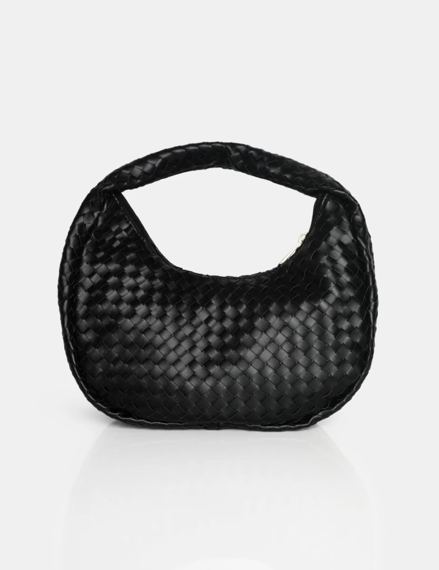 Public Desire Women's Black Capsian Woven PU Grab Bag - Stylish Handbag for Women