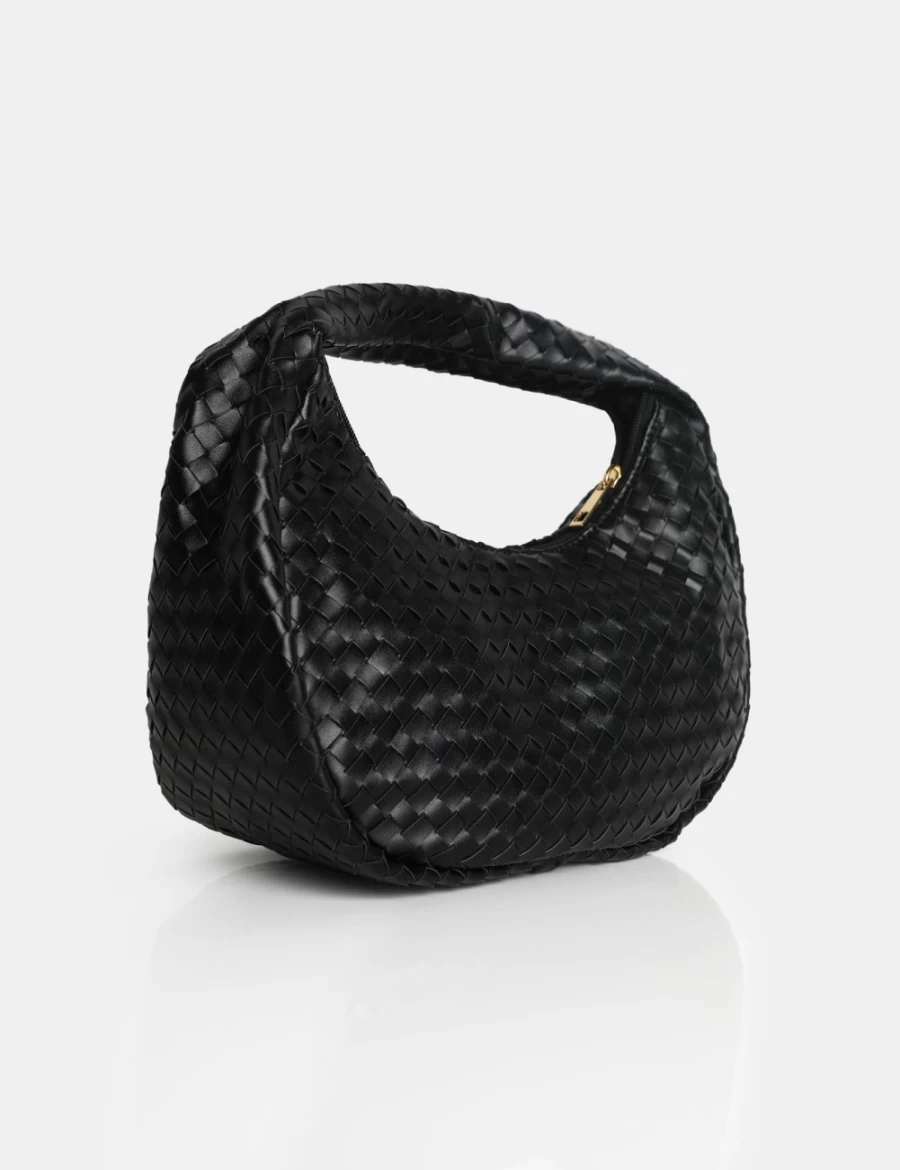 Public Desire Women's Black Capsian Woven PU Grab Bag - Stylish Handbag for Women