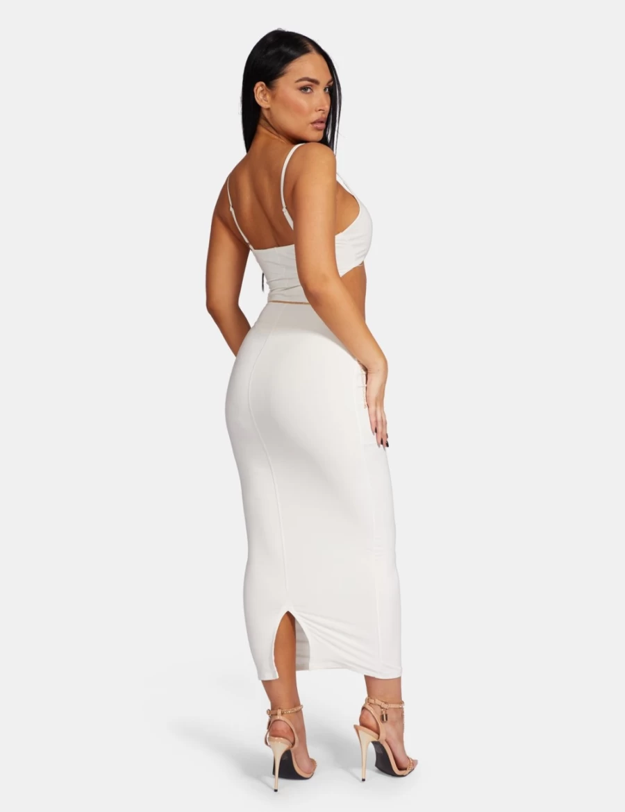 Public Desire Women's White Strappy Low Waist Midaxi Dress