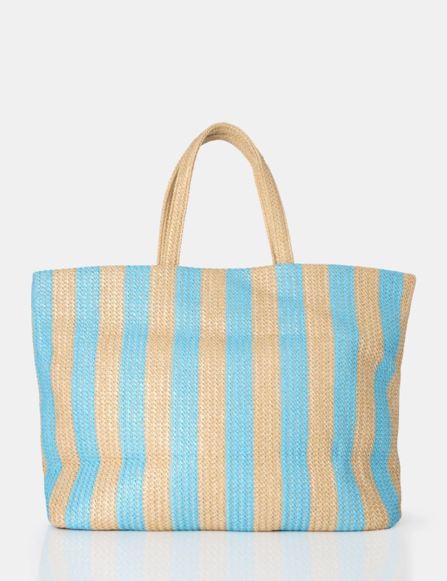 Public Desire Women's Blue Nikki Stripe Canvas Top Handle Tote Bag
