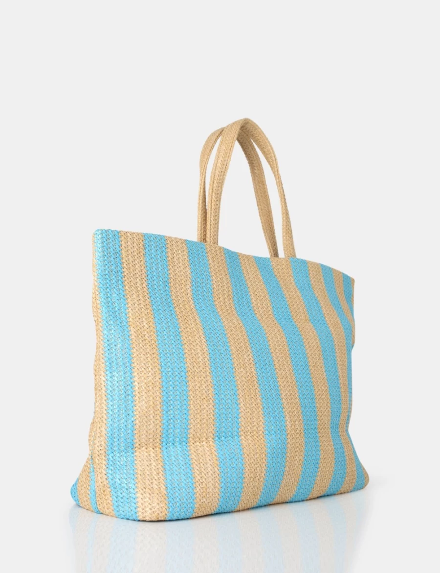Public Desire Women's Blue Nikki Stripe Canvas Top Handle Tote Bag