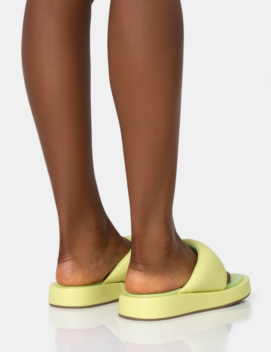 Public Desire Women's Vacay Lime Padded Square Toe Flip Flop Sandals - Contrast Design
