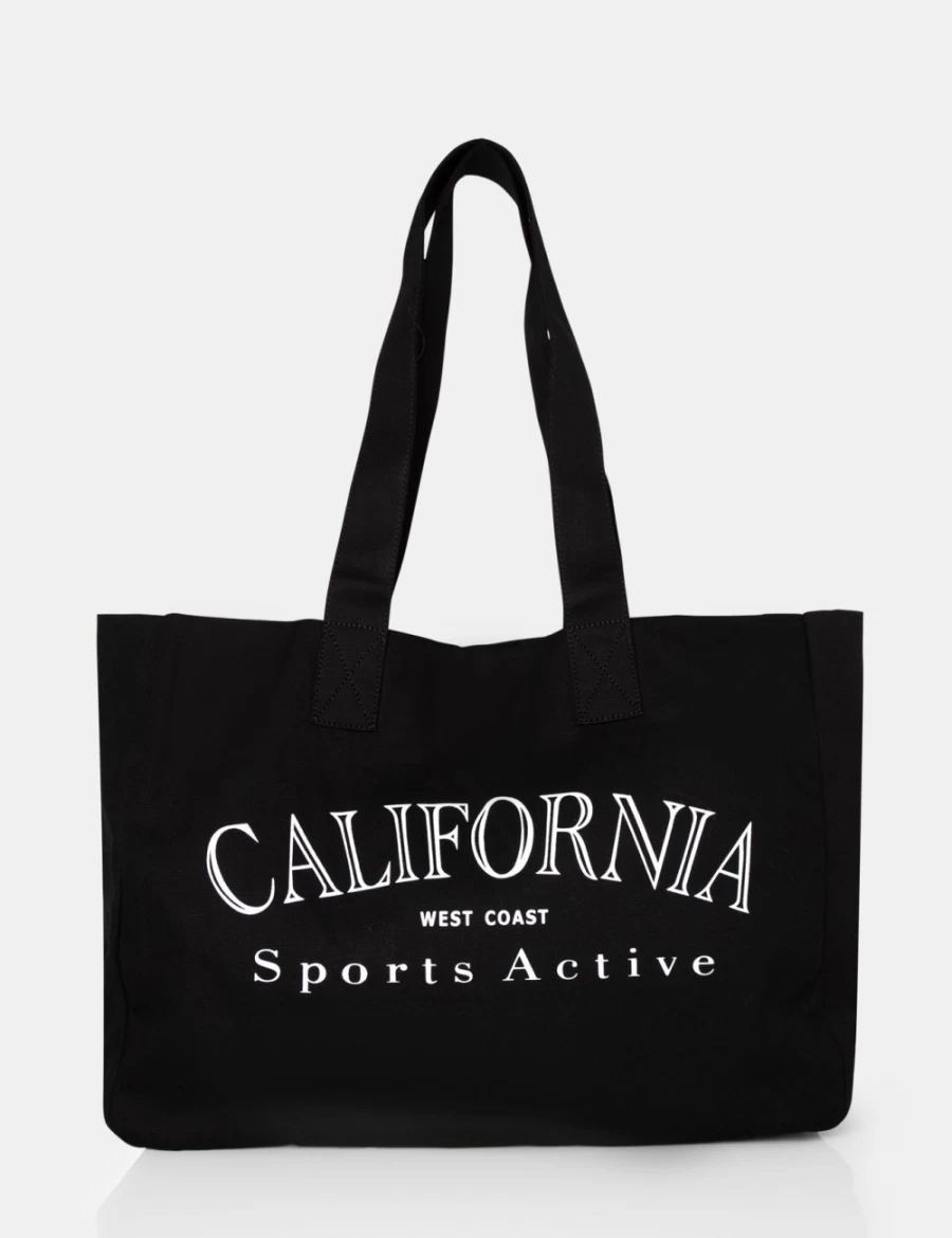 Public Desire Women's Black California Oversized Canvas Tote Bag