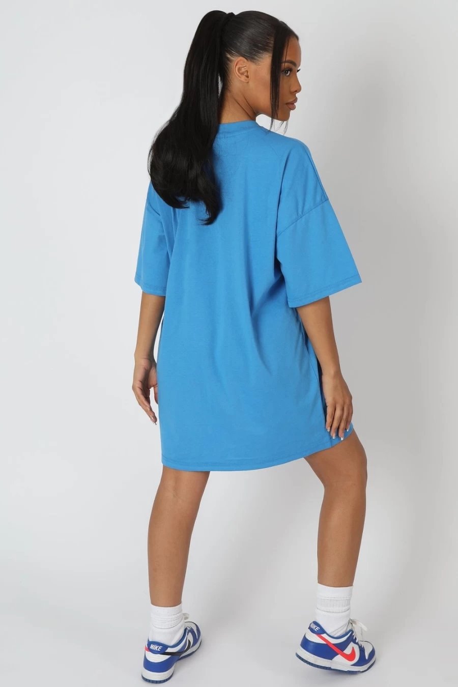 Public Desire Women's Blue Newport Graphic Print T-Shirt Dress