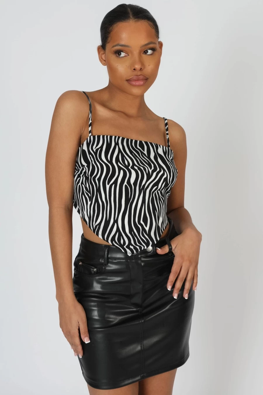 Public Desire Women's Zebra Print Handkerchief Top - Multi Color Fashion Blouse