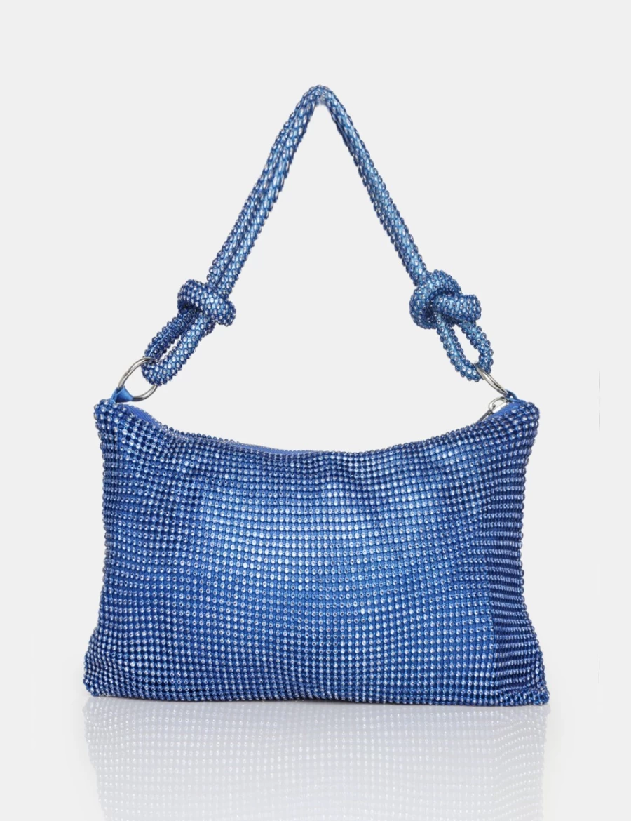 Public Desire Lillia Diamante Blue Women's Evening Bag - Sparkling Rhinestone Clutch for Parties
