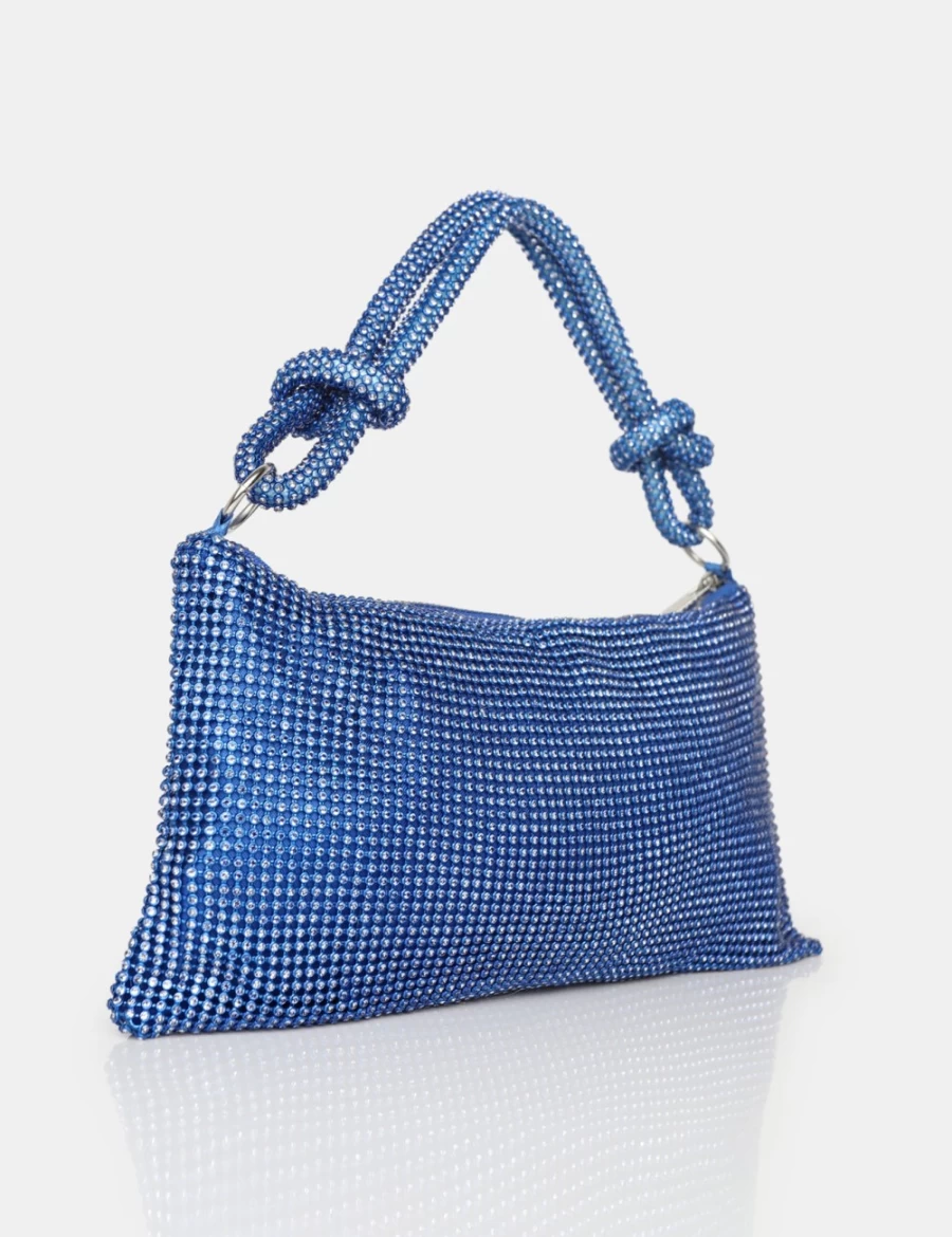 Public Desire Lillia Diamante Blue Women's Evening Bag - Sparkling Rhinestone Clutch for Parties