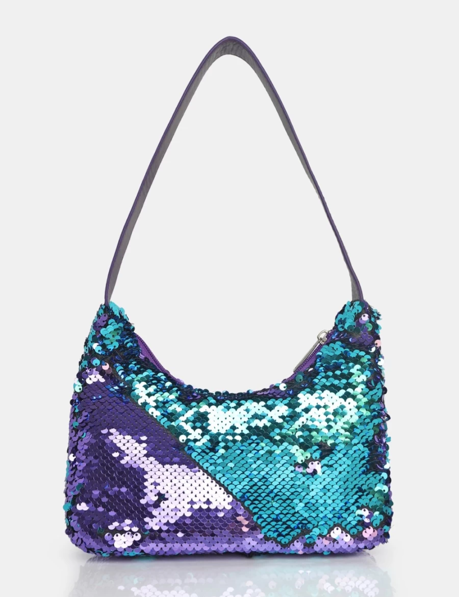 Public Desire Women's Zane Purple Sequin Shoulder Bag for Evening & Party