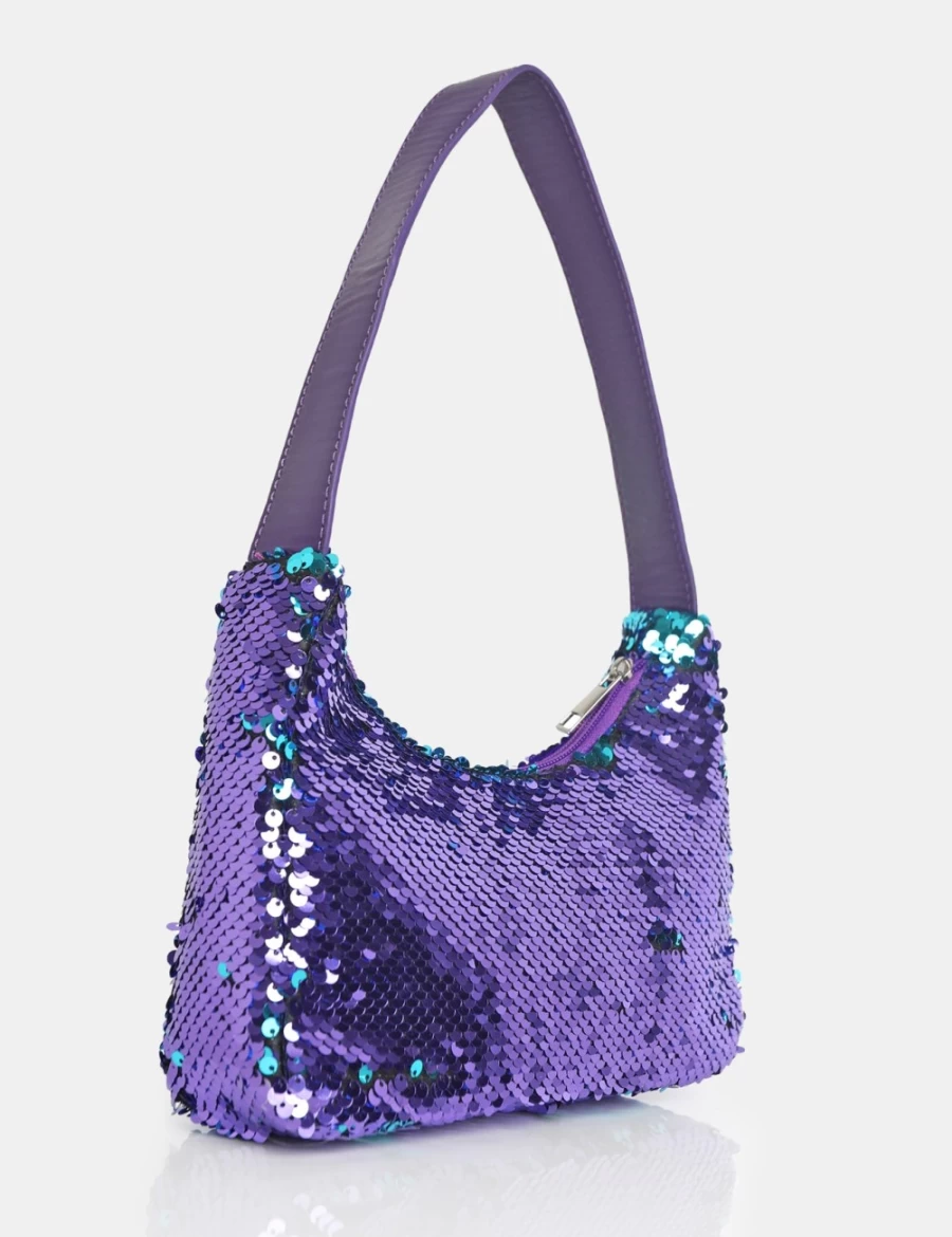 Public Desire Women's Zane Purple Sequin Shoulder Bag for Evening & Party