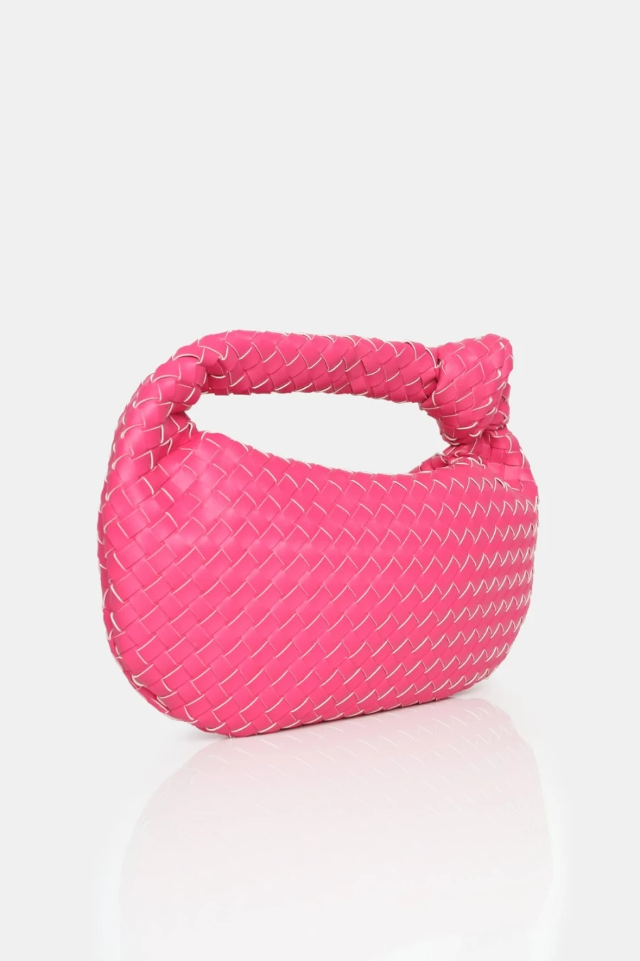 Public Desire Pink Woven PU Knot Detail Mini Crossbody Bag for Women
