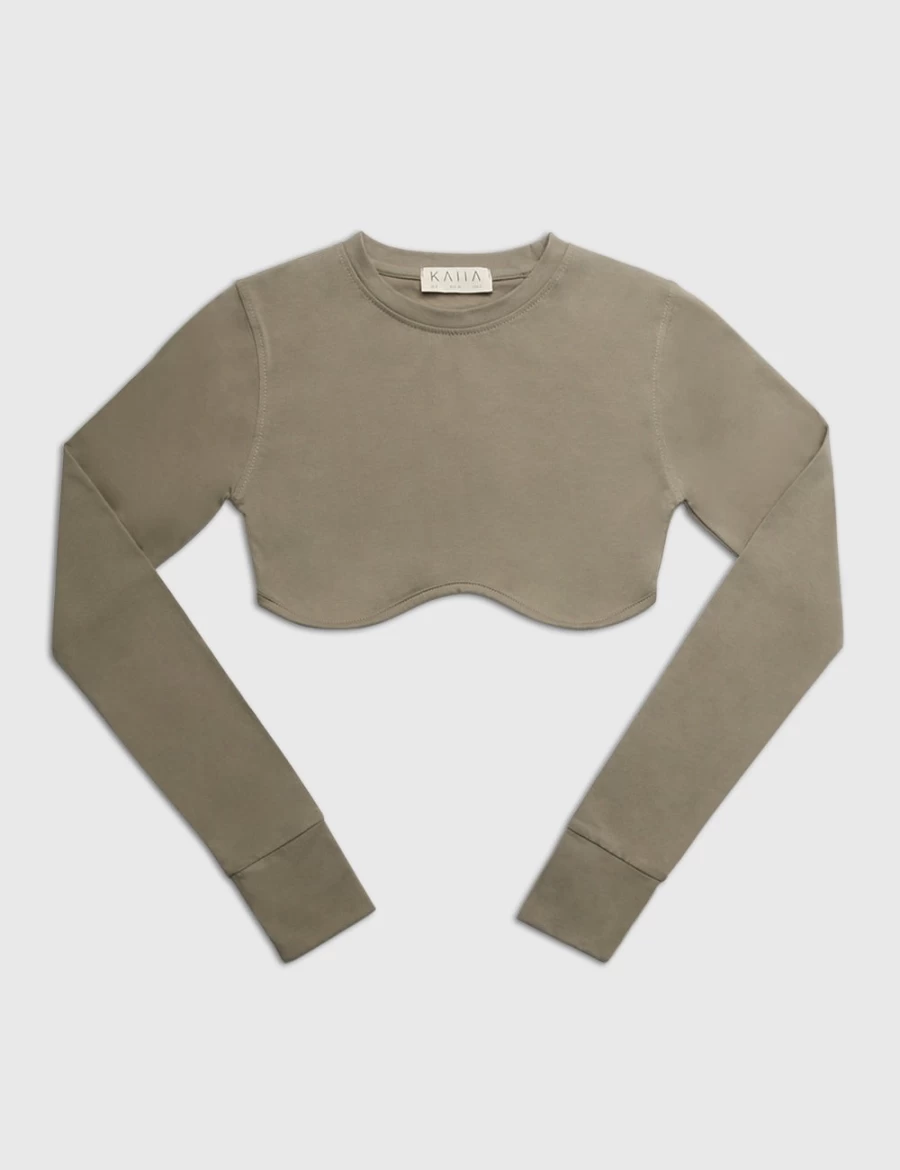 "Public Desire Women's Long Sleeve Underbust Crop Top - Elm Style Fashion"