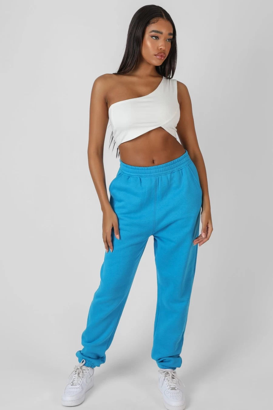 "Public Desire Women's 90's Oversized Joggers in AI Blue | Retro High-Waisted Sweatpants"