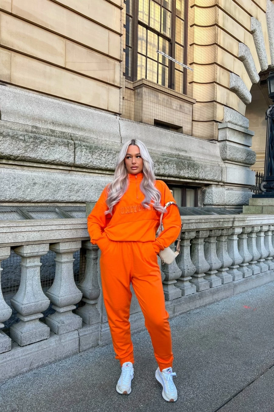 Women's Orange Reverse Panel Relaxed Joggers by Public Desire - Comfortable Casual Pants
